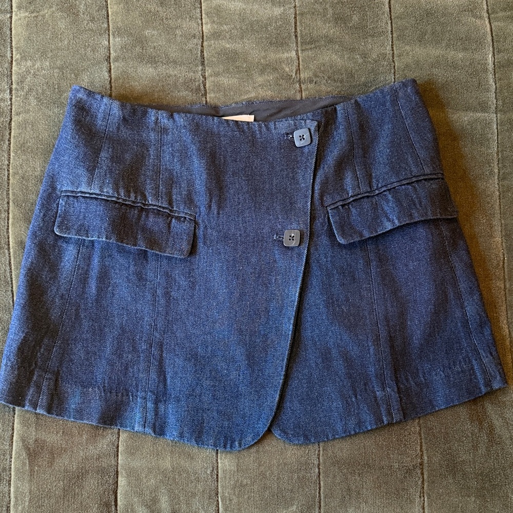 THE GARMENT Enya Cotton Denim Wrap Mini Skirt